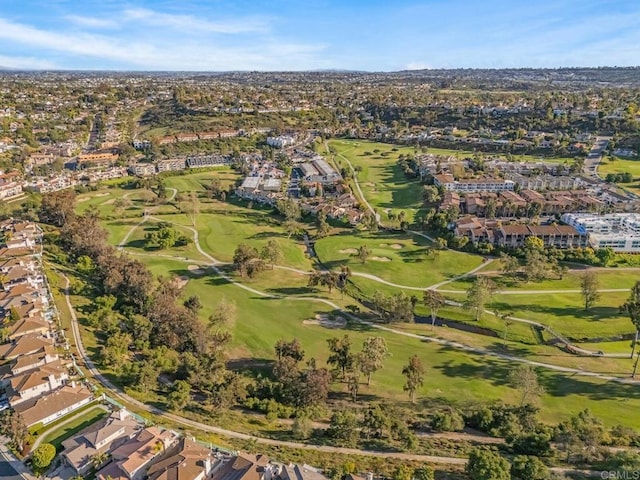 aerial view featuring a residential view and golf course view