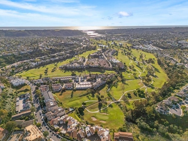 birds eye view of property with a residential view and golf course view