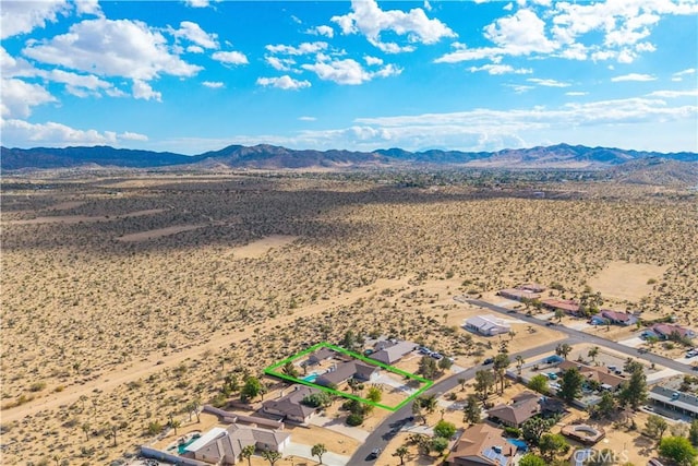 58957 Pueblo Trl, Yucca Valley, CA 92284 - bird's eye view featuring a mountain view and a desert view