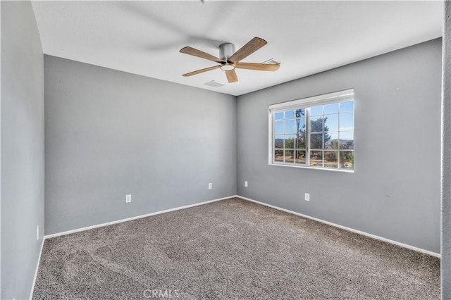 58957 Pueblo Trl, Yucca Valley, CA 92284 - empty room with baseboards, ceiling fan, carpet, and visible vents