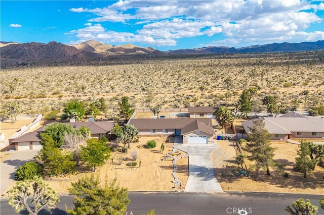 58957 Pueblo Trl, Yucca Valley, CA 92284 - birds eye view of property with a rural view, a mountain view, and a desert view