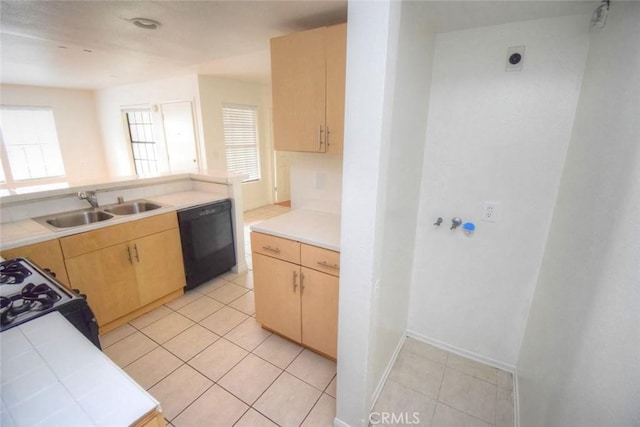 1052 Calle Del Cerro Unit 705, San Clemente, CA 92672 - kitchen featuring black appliances, a sink, light brown cabinetry, and light tile patterned flooring