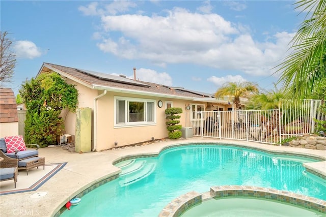 1528 E San Alto Ave, Orange, CA 92865 - view of pool featuring a pool with connected hot tub, fence, and a patio area