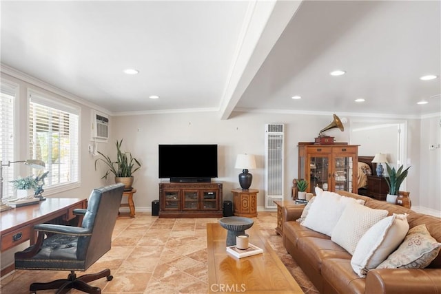 66125 Brant Cross, Joshua Tree, CA 92252 - living area with crown molding, recessed lighting, and baseboards