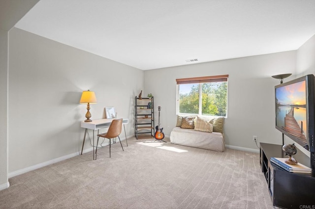 28829 Golden Dawn Dr, Menifee, CA 92584 - carpeted living room with baseboards and visible vents