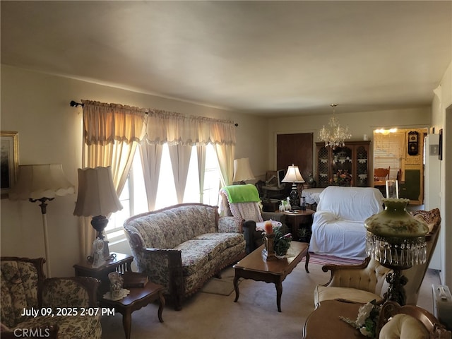 18340 Delicious St, Adelanto, CA 92301 - living area with a chandelier and carpet flooring