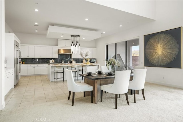 11818 N Hillsborough Ln, Porter Ranch, CA 91326 - dining room featuring recessed lighting, light carpet, and light tile patterned floors