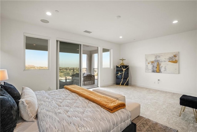 11818 N Hillsborough Ln, Porter Ranch, CA 91326 - bedroom featuring access to outside, carpet, recessed lighting, and baseboards