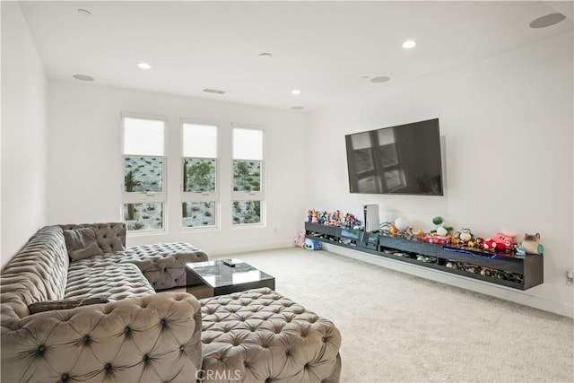11818 N Hillsborough Ln, Porter Ranch, CA 91326 - carpeted living area with recessed lighting and baseboards
