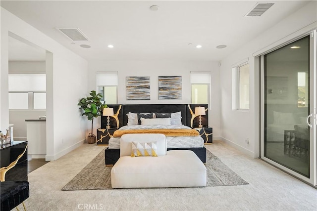 11818 N Hillsborough Ln, Porter Ranch, CA 91326 - carpeted bedroom featuring baseboards, recessed lighting, and access to outside