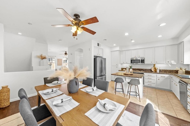 1295 Blue Jean Way Unit 2, Chula Vista, CA 91913 - dining room featuring a ceiling fan, recessed lighting, and visible vents