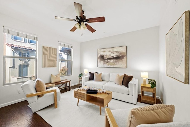 1295 Blue Jean Way Unit 2, Chula Vista, CA 91913 - living room featuring a ceiling fan, baseboards, and wood finished floors