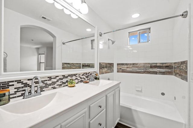 1295 Blue Jean Way Unit 2, Chula Vista, CA 91913 - bathroom featuring backsplash, visible vents, bathing tub / shower combination, and a sink