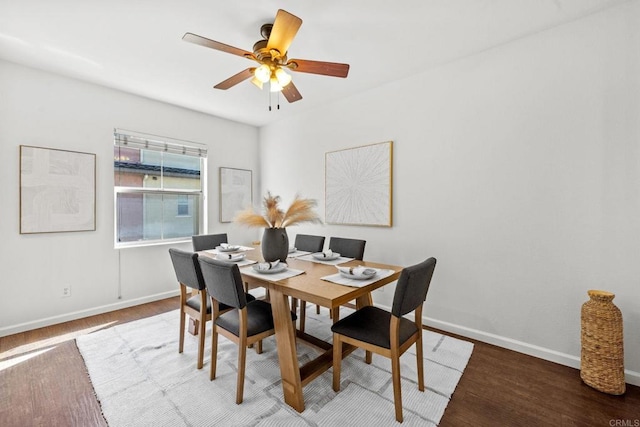 1295 Blue Jean Way Unit 2, Chula Vista, CA 91913 - dining space with baseboards, ceiling fan, and wood finished floors