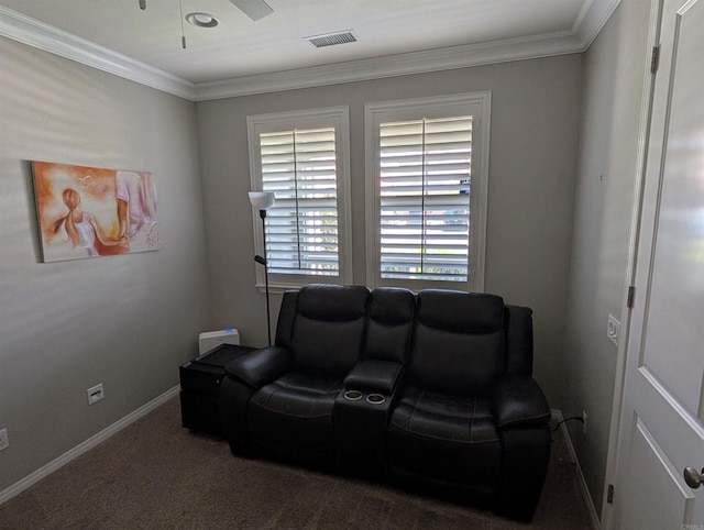 18196 Friendly Ln, Riverside, CA 92508 - home theater room with crown molding, baseboards, and carpet floors