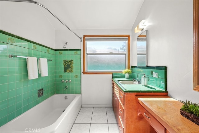 15731 Marlin Pl, Van Nuys, CA 91406 - full bath featuring shower / bath combination, tile patterned flooring, and vanity