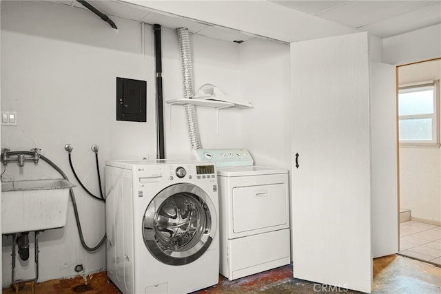 15731 Marlin Pl, Van Nuys, CA 91406 - laundry area with independent washer and dryer, laundry area, a sink, and electric panel