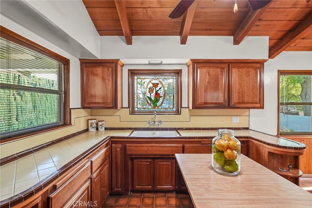 15731 Marlin Pl, Van Nuys, CA 91406 - kitchen featuring a sink, wood ceiling, and a healthy amount of sunlight