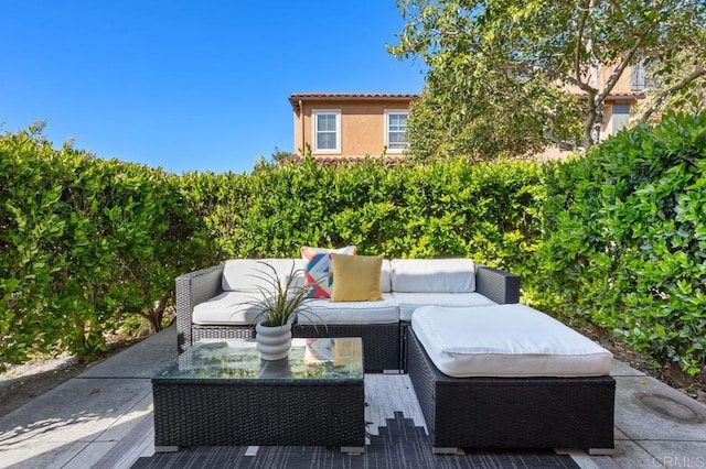 17011 Calle Trevino Unit 5, San Diego, CA 92127 - view of patio / terrace featuring an outdoor hangout area