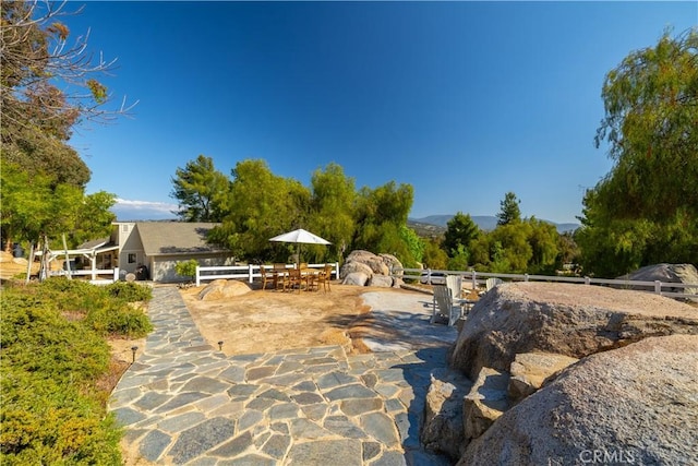 view of community featuring a mountain view
