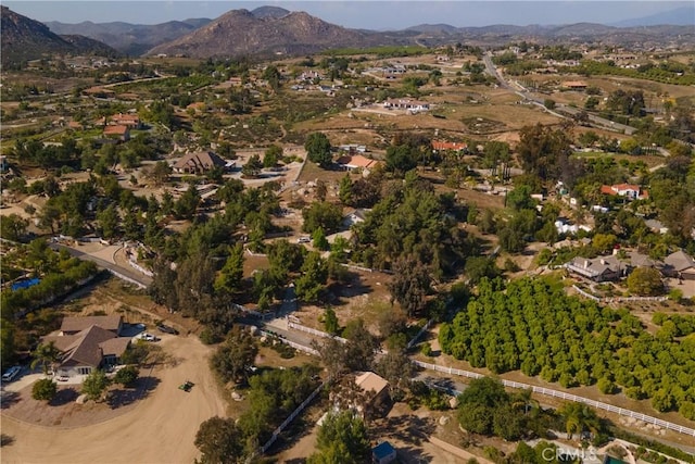 birds eye view of property featuring a mountain view