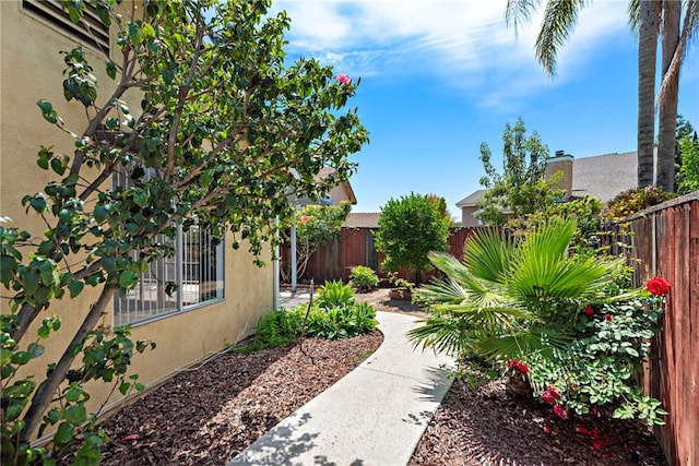 view of yard featuring a fenced backyard
