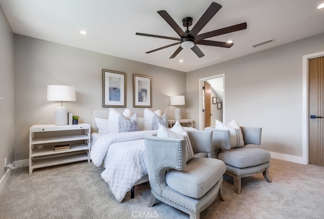 2027 Kornat Dr, Costa Mesa, CA 92626 - carpeted bedroom featuring recessed lighting, baseboards, and a ceiling fan