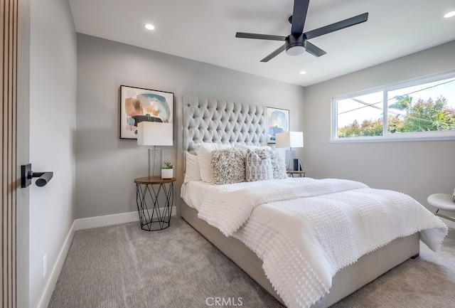 2027 Kornat Dr, Costa Mesa, CA 92626 - carpeted bedroom with baseboards, recessed lighting, and a ceiling fan