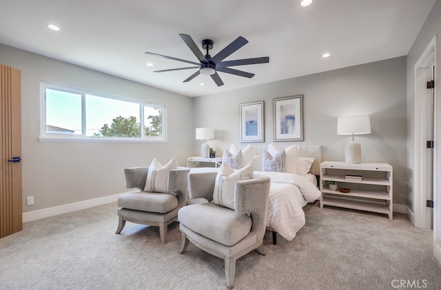 2027 Kornat Dr, Costa Mesa, CA 92626 - bedroom featuring carpet floors, recessed lighting, baseboards, and ceiling fan
