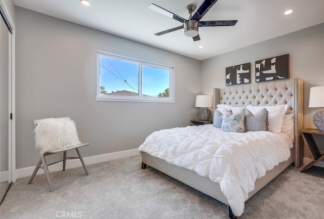 2027 Kornat Dr, Costa Mesa, CA 92626 - carpeted bedroom featuring recessed lighting, baseboards, and a ceiling fan