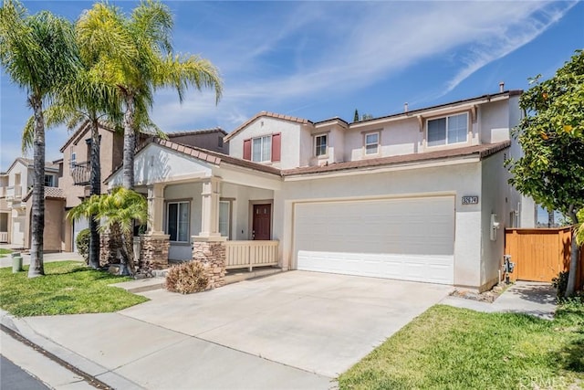 32674 Clearvail Dr, Temecula, CA 92592 - view of front of house with stucco siding, fence, concrete driveway, and covered porch
