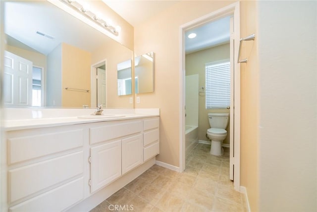 32674 Clearvail Dr, Temecula, CA 92592 - full bathroom with toilet, vanity, tile patterned floors, and baseboards
