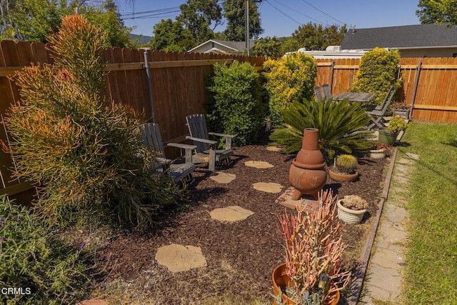 view of yard with a fenced backyard