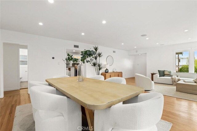 8163 Billowvista Dr, Playa Del Rey, CA 90293 - dining room featuring recessed lighting, light wood-style flooring, and visible vents