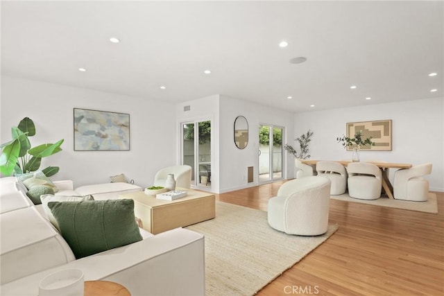 8163 Billowvista Dr, Playa Del Rey, CA 90293 - living area featuring recessed lighting, light wood finished floors, and baseboards