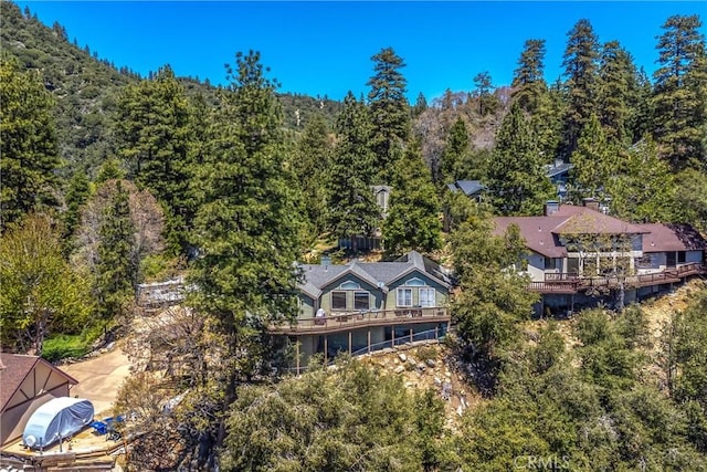 6377 Sugar Pines Cir, Angelus Oaks, CA 92305 - view from above of property featuring a heavily wooded area