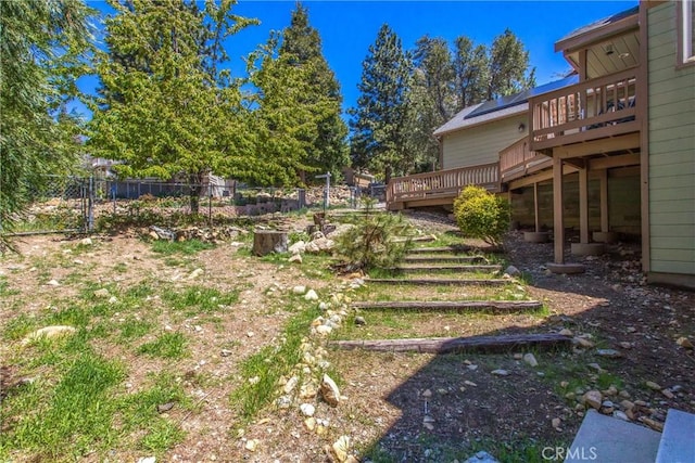 6377 Sugar Pines Cir, Angelus Oaks, CA 92305 - view of yard with a wooden deck and fence