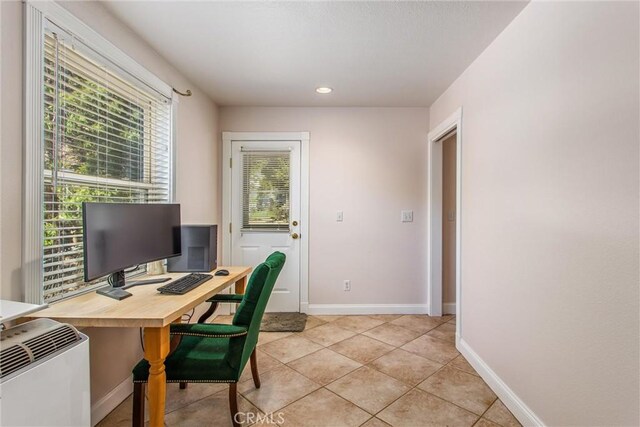 6377 Sugar Pines Cir, Angelus Oaks, CA 92305 - office with baseboards, light tile patterned flooring, and recessed lighting