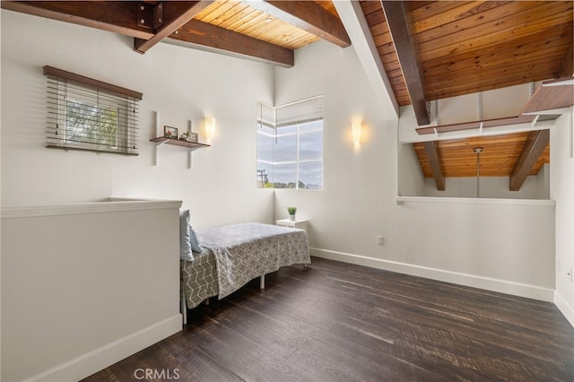 1210 Southwood Dr, San Luis Obispo, CA 93401 - bedroom featuring baseboards, wood ceiling, beam ceiling, and wood finished floors