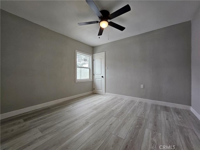 3612 Liberty Blvd, South Gate, CA 90280 - empty room featuring a ceiling fan, light wood-style flooring, and baseboards