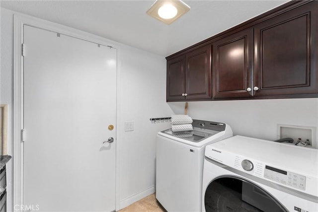 1720 San Alvarado Cir, Corona, CA 92882 - clothes washing area featuring cabinet space, separate washer and dryer, and baseboards