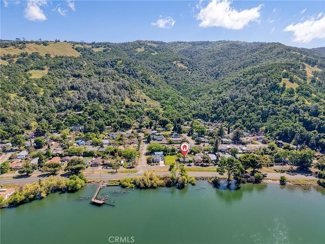 6828 Frontage Rd, Lucerne, CA 95458 - aerial view with a water and mountain view and a view of trees