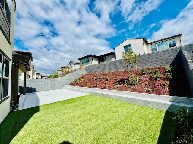 view of yard featuring a patio and a fenced backyard