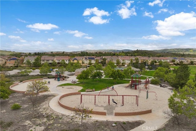 view of community featuring a residential view and a mountain view