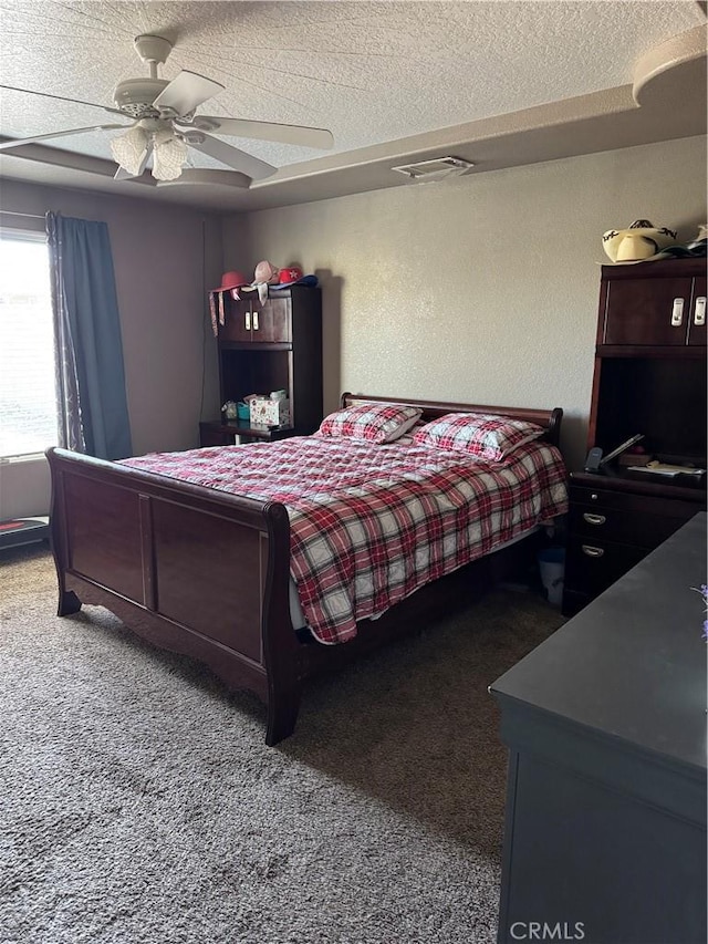 17815 Chestnut St, Hesperia, CA 92345 - bedroom with carpet floors, a textured ceiling, and ceiling fan