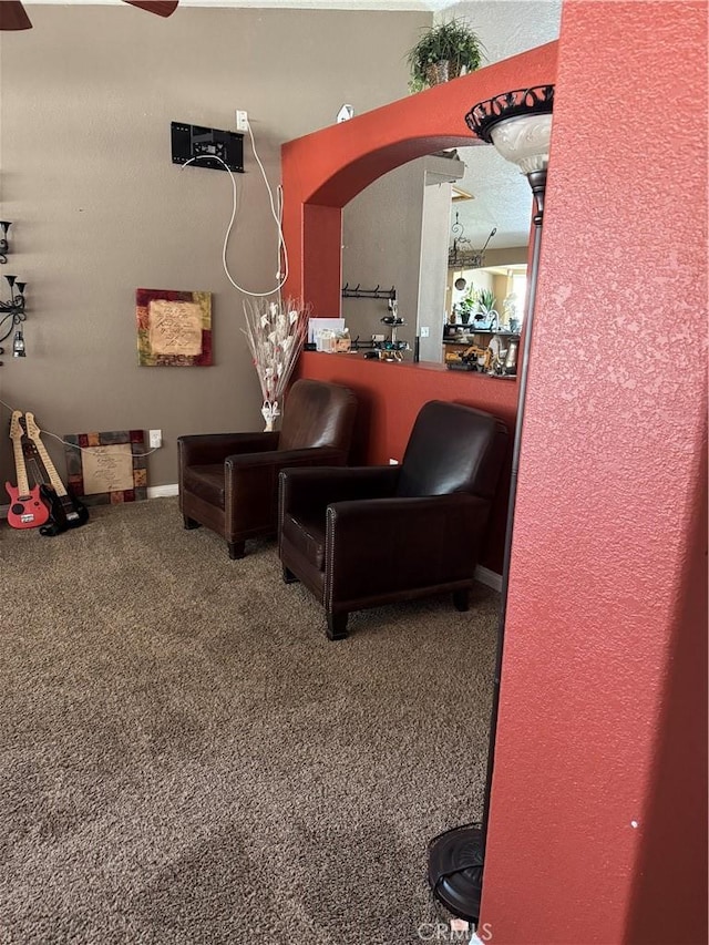 17815 Chestnut St, Hesperia, CA 92345 - living area with carpet floors and a ceiling fan
