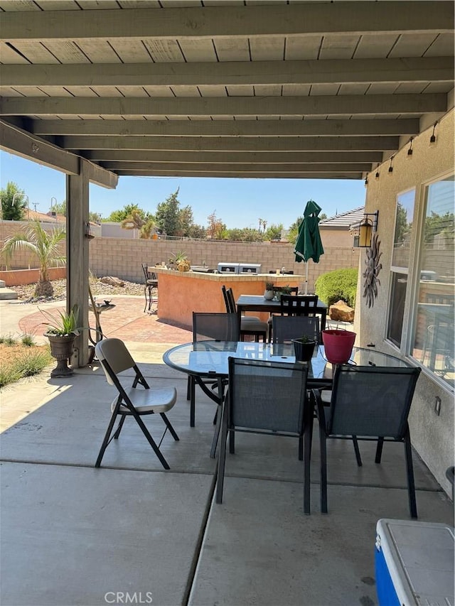 17815 Chestnut St, Hesperia, CA 92345 - fenced backyard featuring a patio and outdoor dining area