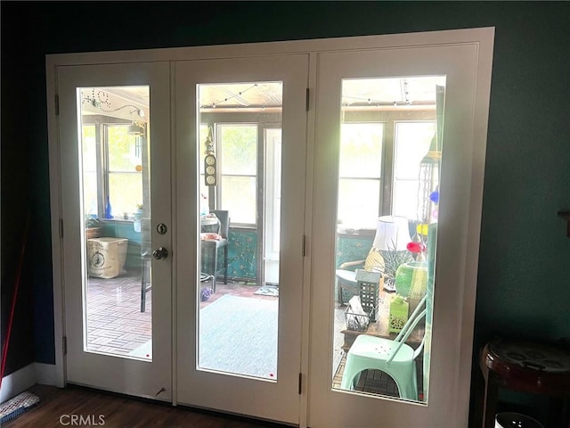3324 Columbia Ave, Merced, CA 95340 - doorway to outside featuring dark wood-style floors and french doors