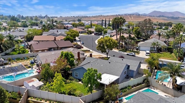 aerial view with a residential view and a mountain view