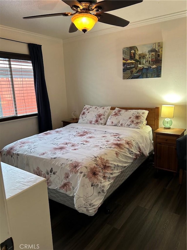 14901 Quill Cir, Huntington Beach, CA 92647 - bedroom featuring wood finished floors, crown molding, and ceiling fan